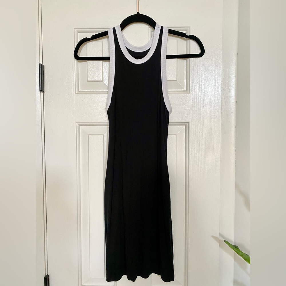 Splits59 Black & White Mini Dress “Kiki” Ribbed Racerback S - Picture 3 of 6